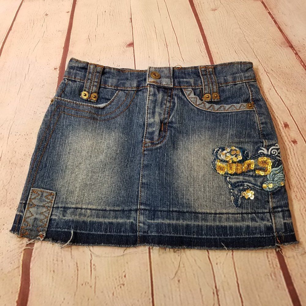 Denim Skort with Embroidered Design